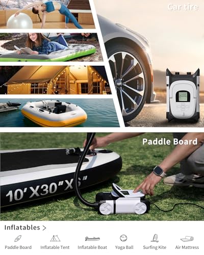 12V Portable Electric Pump for Inflatable SUP, Kayak, Boats and Tires
